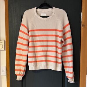 Part Two (Danish) Striped Coral and Cream Sweater 100% organic cotton
